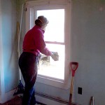 Once removed, the bricks went out the window into the side yard.