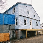 The side of the house. Other than getting the porch platform on, we hadn't done anything here yet.