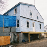 The side of the house. Other than getting the porch platform on, we hadn't done anything here yet.